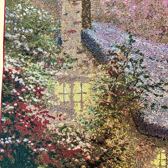 ✨ Vintage Thomas Kinkade tapestry Made in U.S.A. titled “Glory of Evening” ✨ - Picture 5 of 12